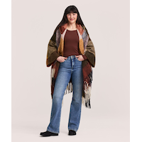 Denver Hayes Women's Hooded Shawl Ruana With Pockets Front_Flat