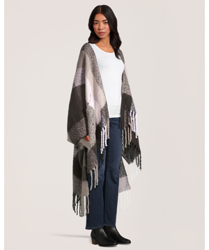 Denver Hayes Women's Hooded Shawl Ruana With Pockets