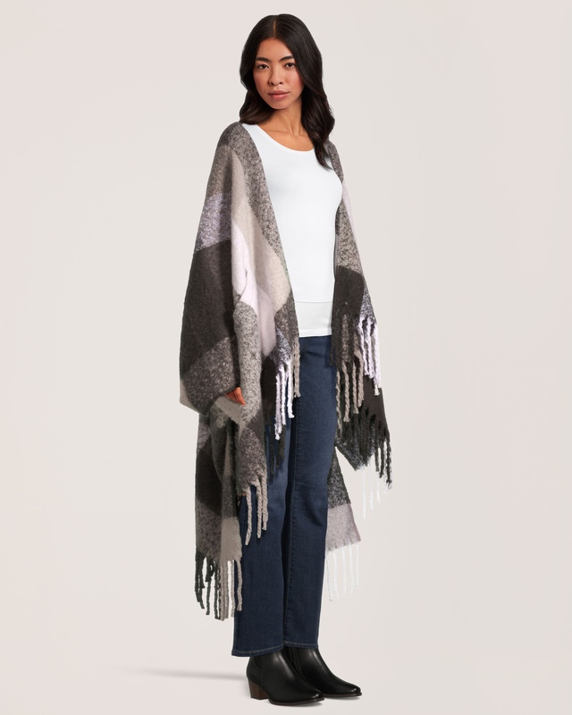 Denver Hayes Women's Hooded Shawl Ruana With Pockets