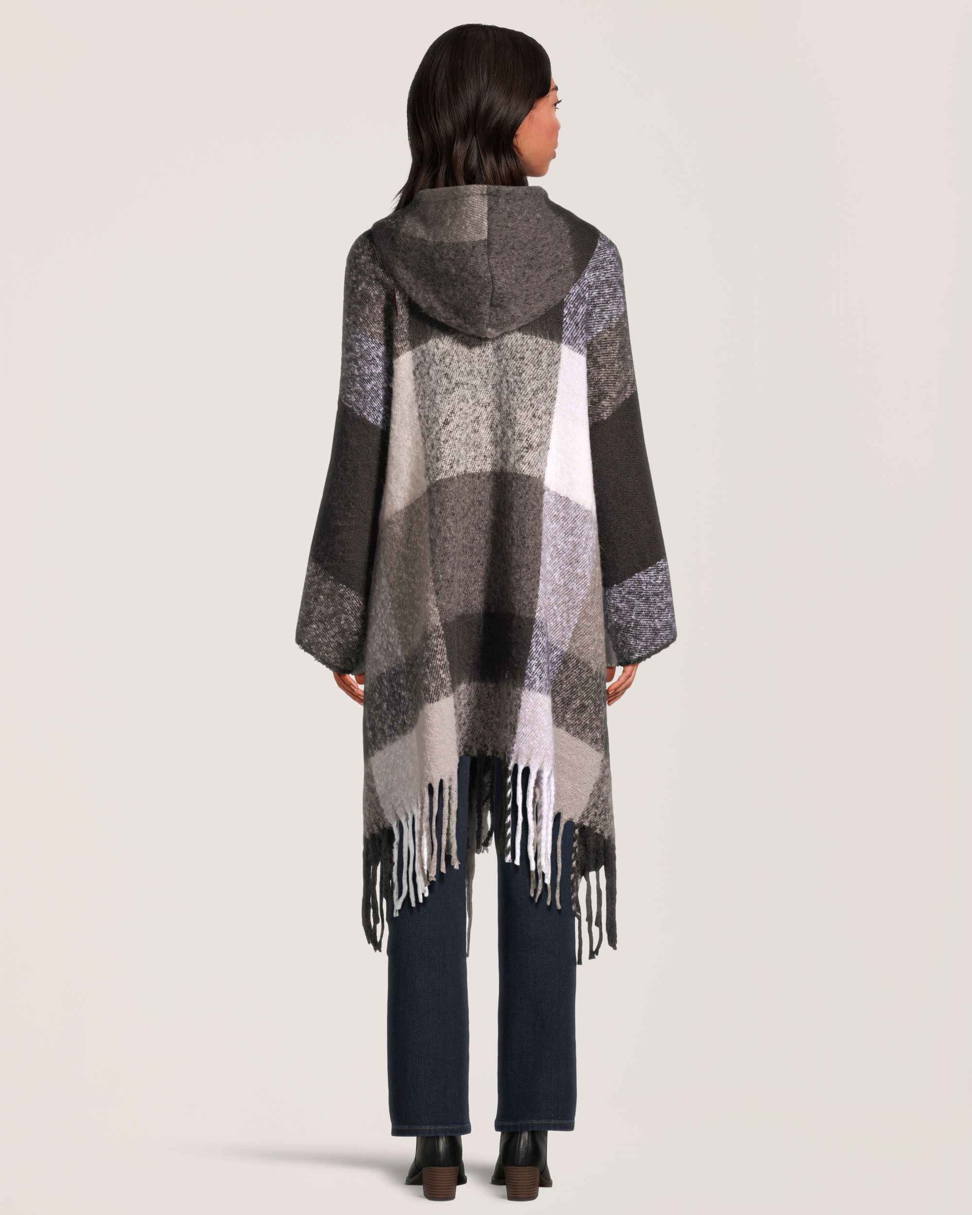 Denver Hayes Women's Hooded Shawl Ruana With Pockets
