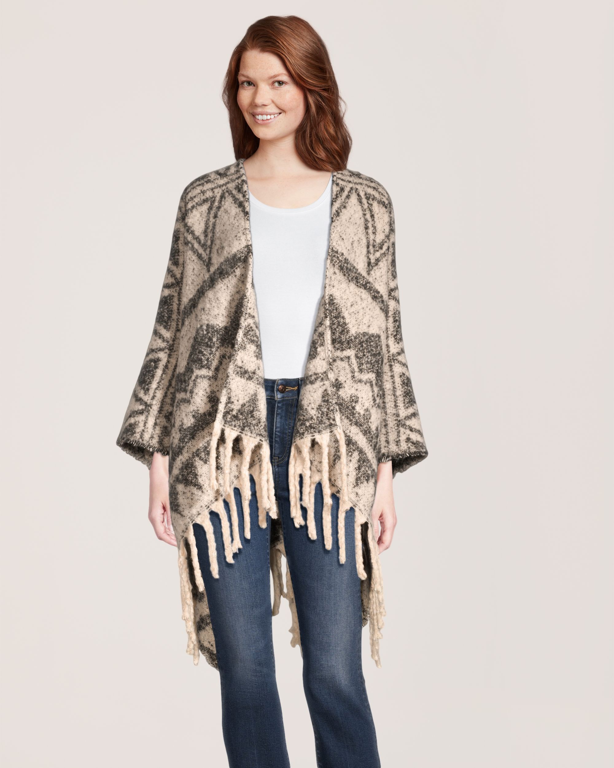 Denver Hayes Women's Fringed Ruana Front_Flat