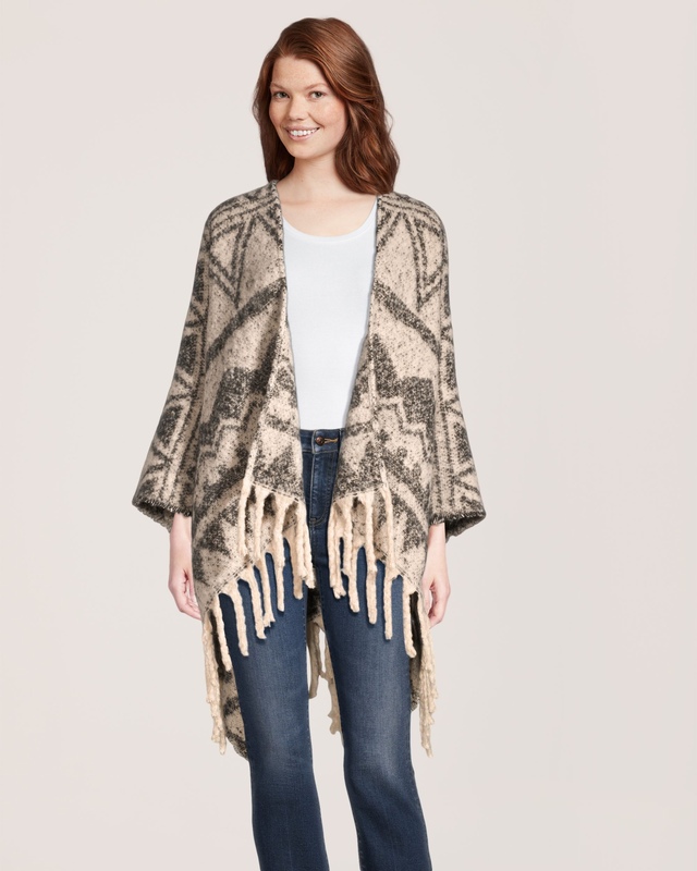Denver Hayes Women's Fringed Ruana Front_Flat