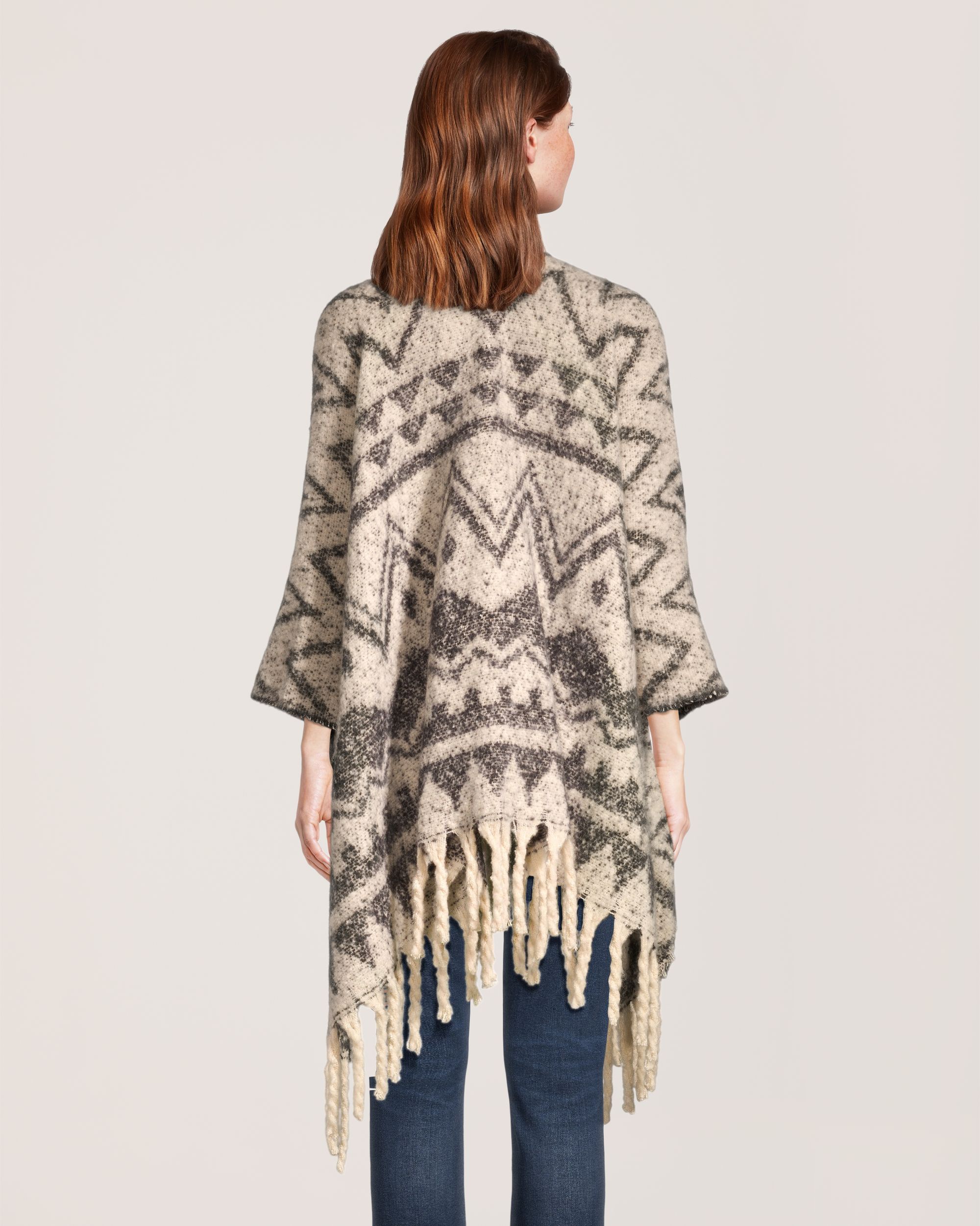 Denver Hayes Women's Fringed Ruana Back_Flat
