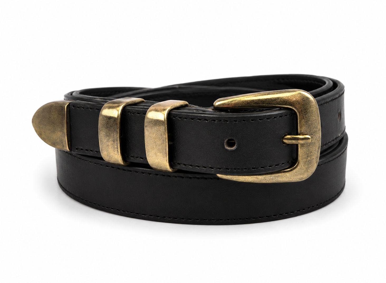 Denver Hayes Women's Double Keeper with Gold Tip Hardware Belt