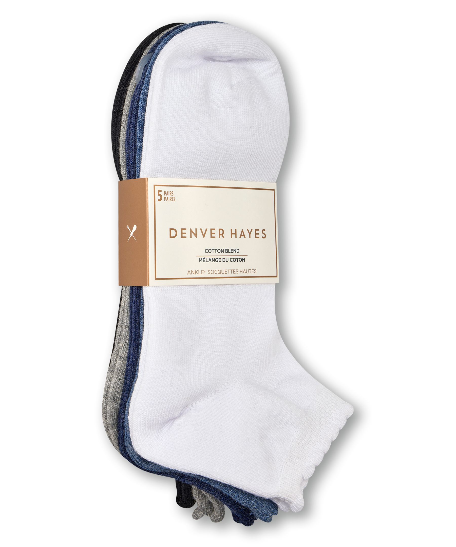 Denver Hayes Women's 5 Pack Contrast Scalloped Ankle Socks