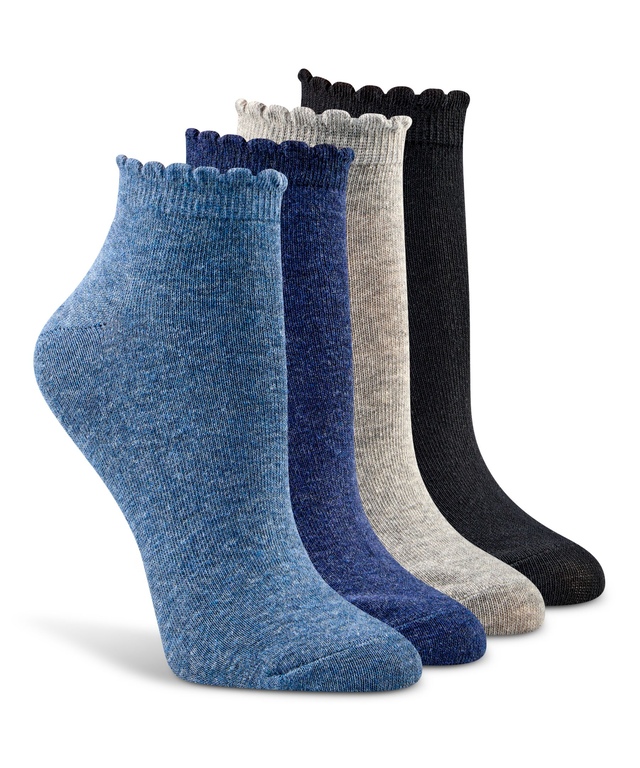 Denver Hayes Women's 5 Pack Contrast Scalloped Ankle Socks
