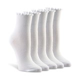 Denver Hayes Women's Modal Cotton Ruffle Top Socks Front_Angled_Right