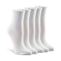 Denver Hayes Women's Modal Cotton Ruffle Top Socks Front_Angled_Right