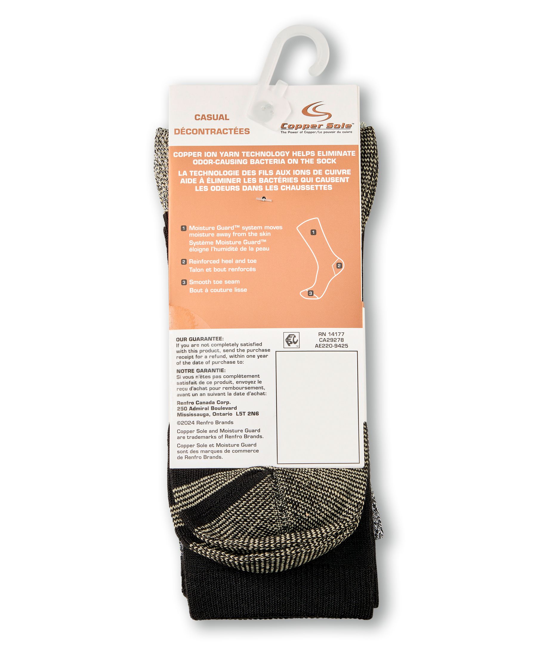 Copper Sole Women's 3pk Casual Crew Socks Back_Flat