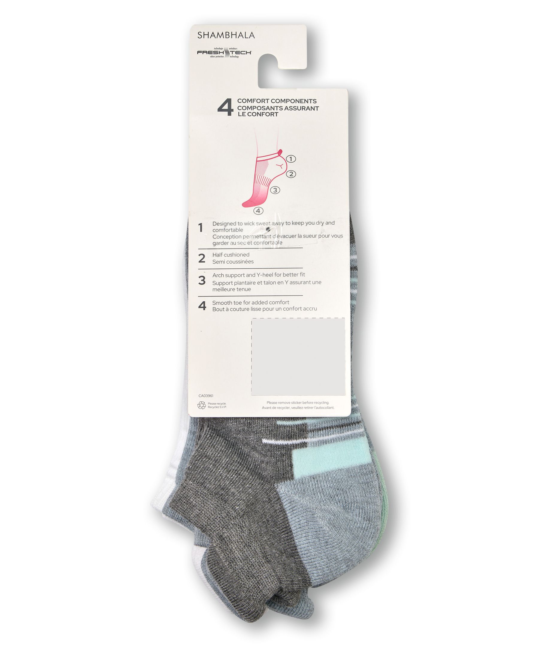 Chaussettes de sport avec languette pour femmes, paquet de 3 paires - Achetez deux paquets pour le prix d'un seul, Shambhala