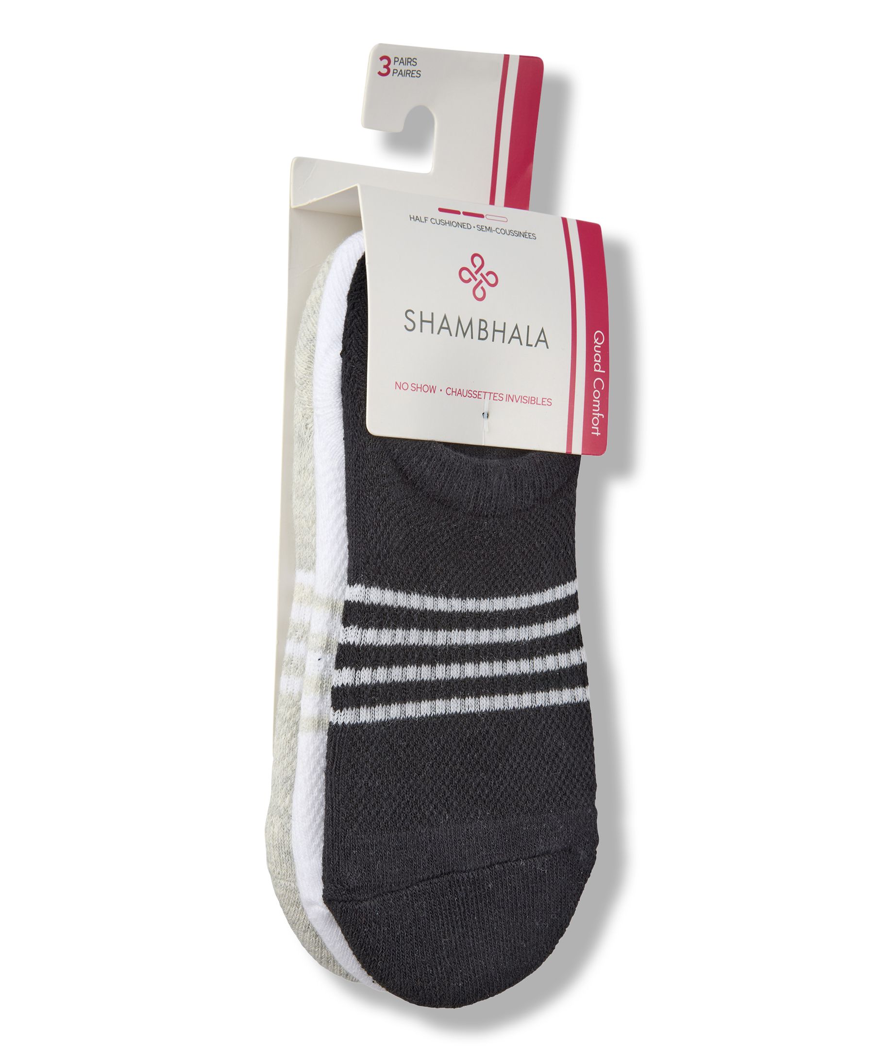 Shambhala Women's 3 Pack Cotton No-Show Sport Socks