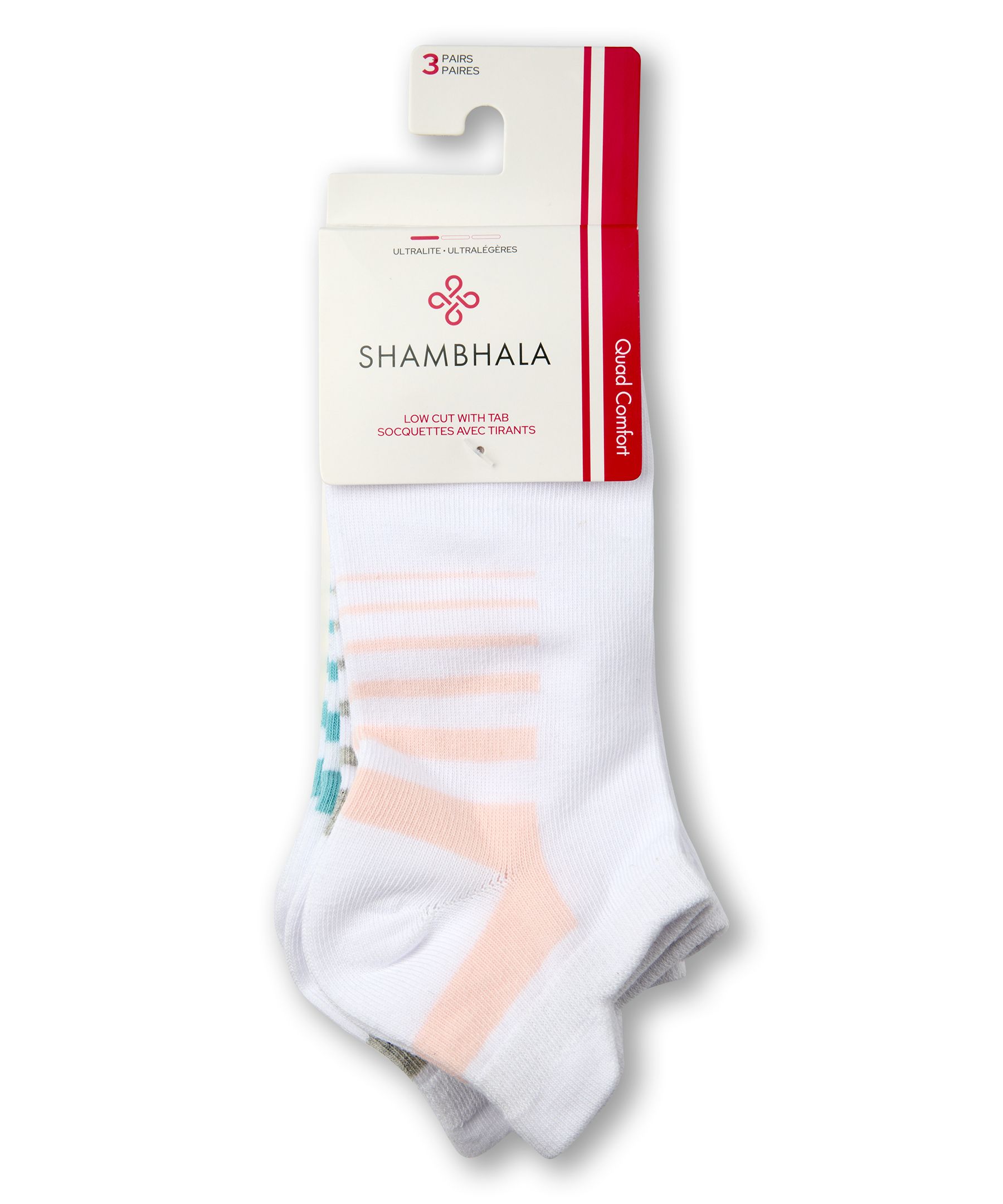 Shambhala Women's 3 Pack Cotton Low Cut Tab Sport Socks