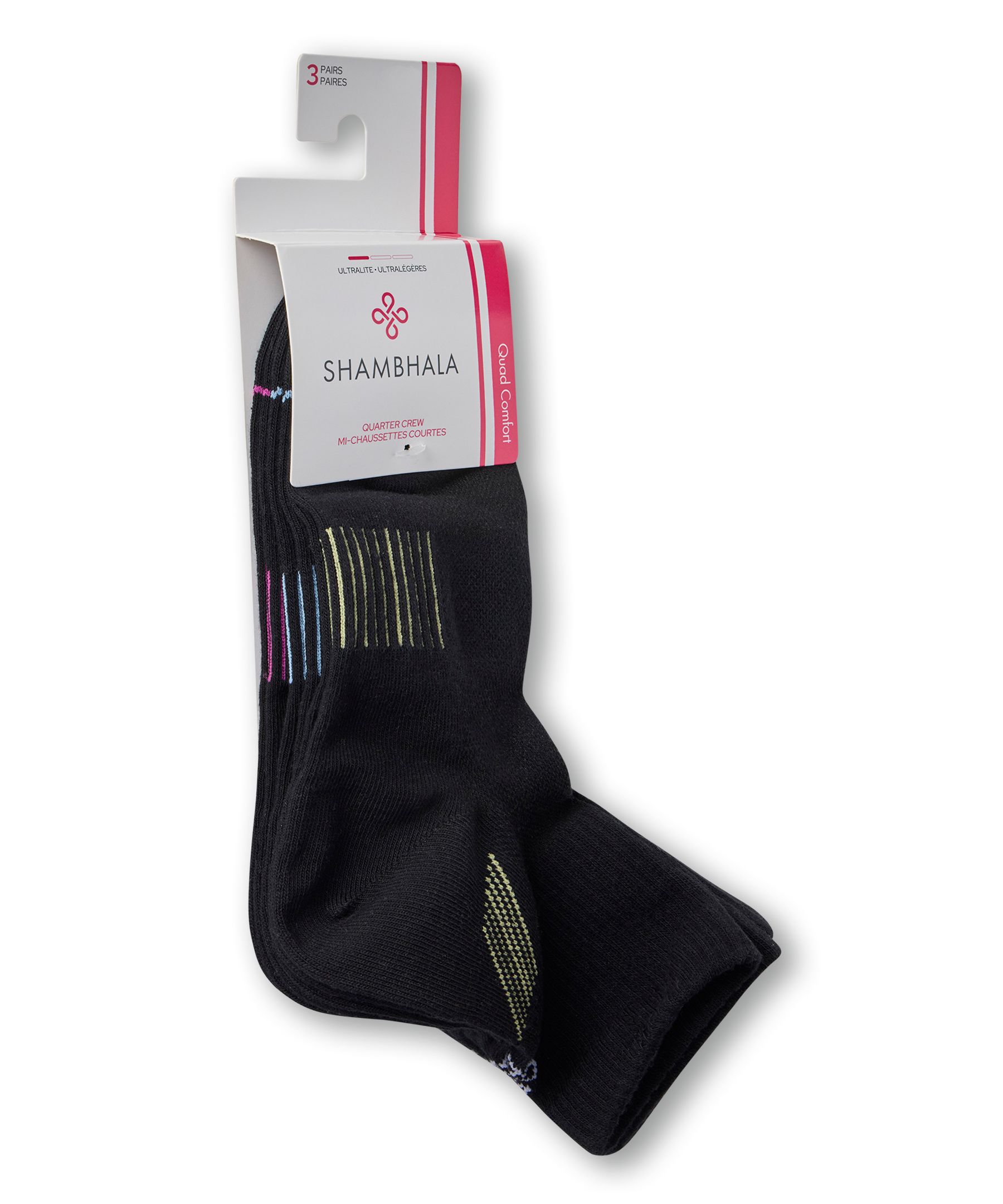 Shambhala Women's 3 Pack Quarter Crew Cotton Blend Socks