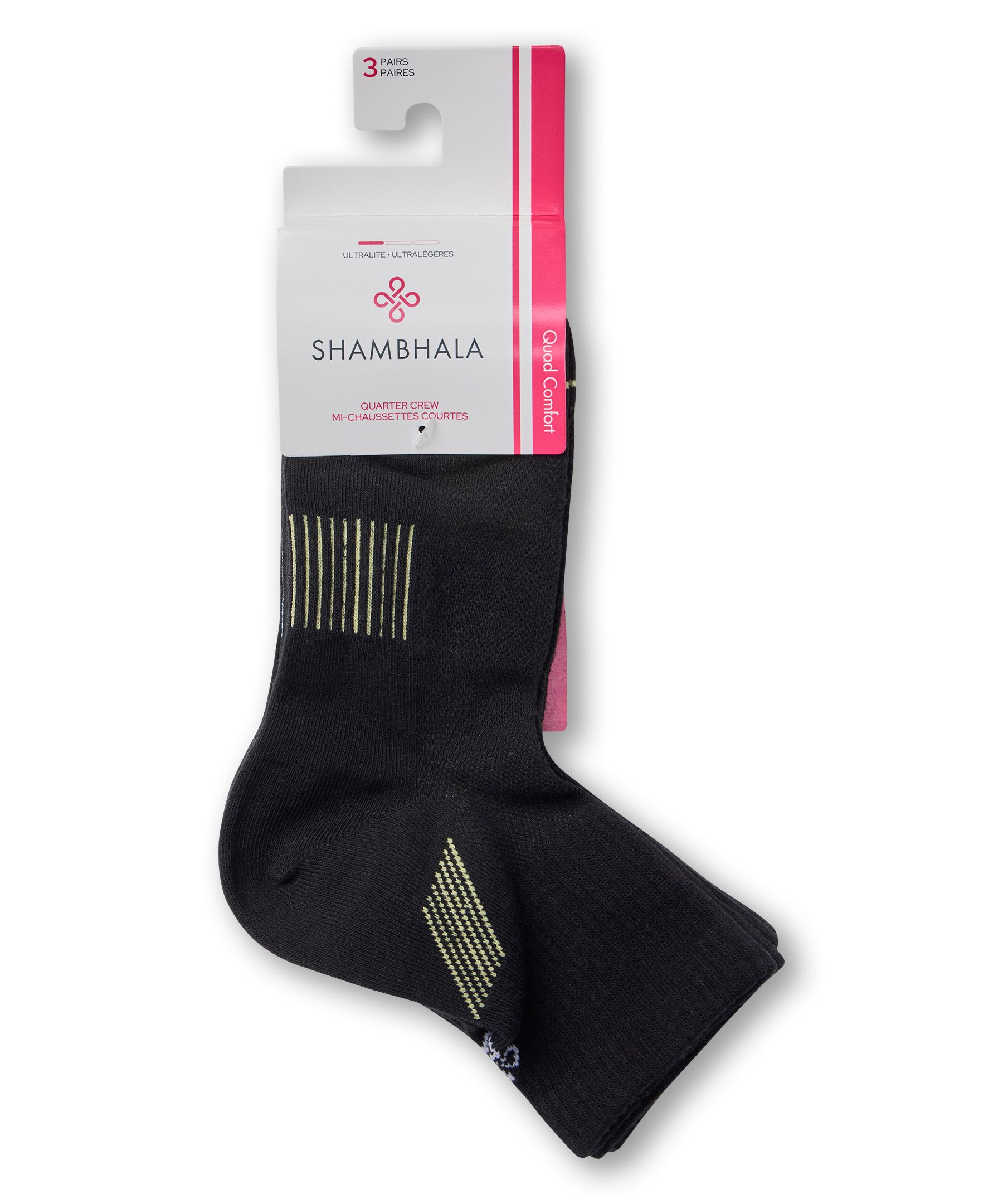Shambhala Women's 3 Pack Quarter Crew Cotton Blend Socks