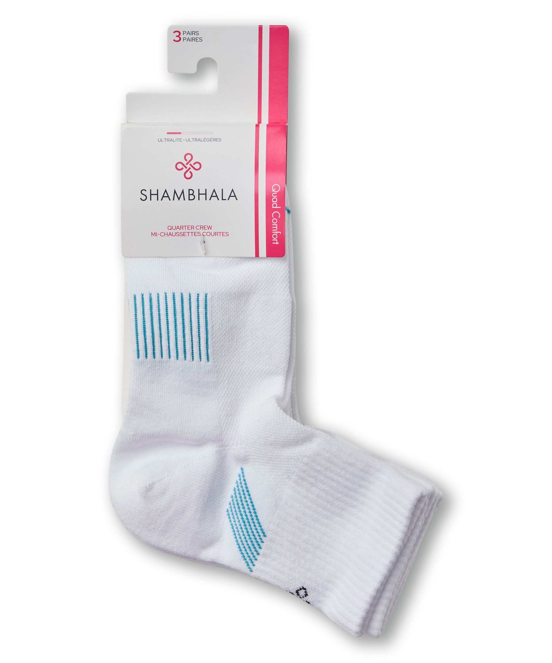 Shambhala Women's 3 Pack Quarter Crew Cotton Blend Socks