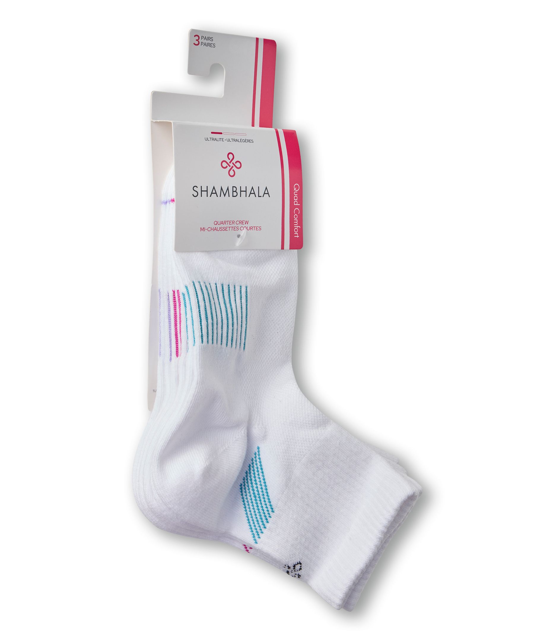 Shambhala Women's 3 Pack Quarter Crew Cotton Blend Socks