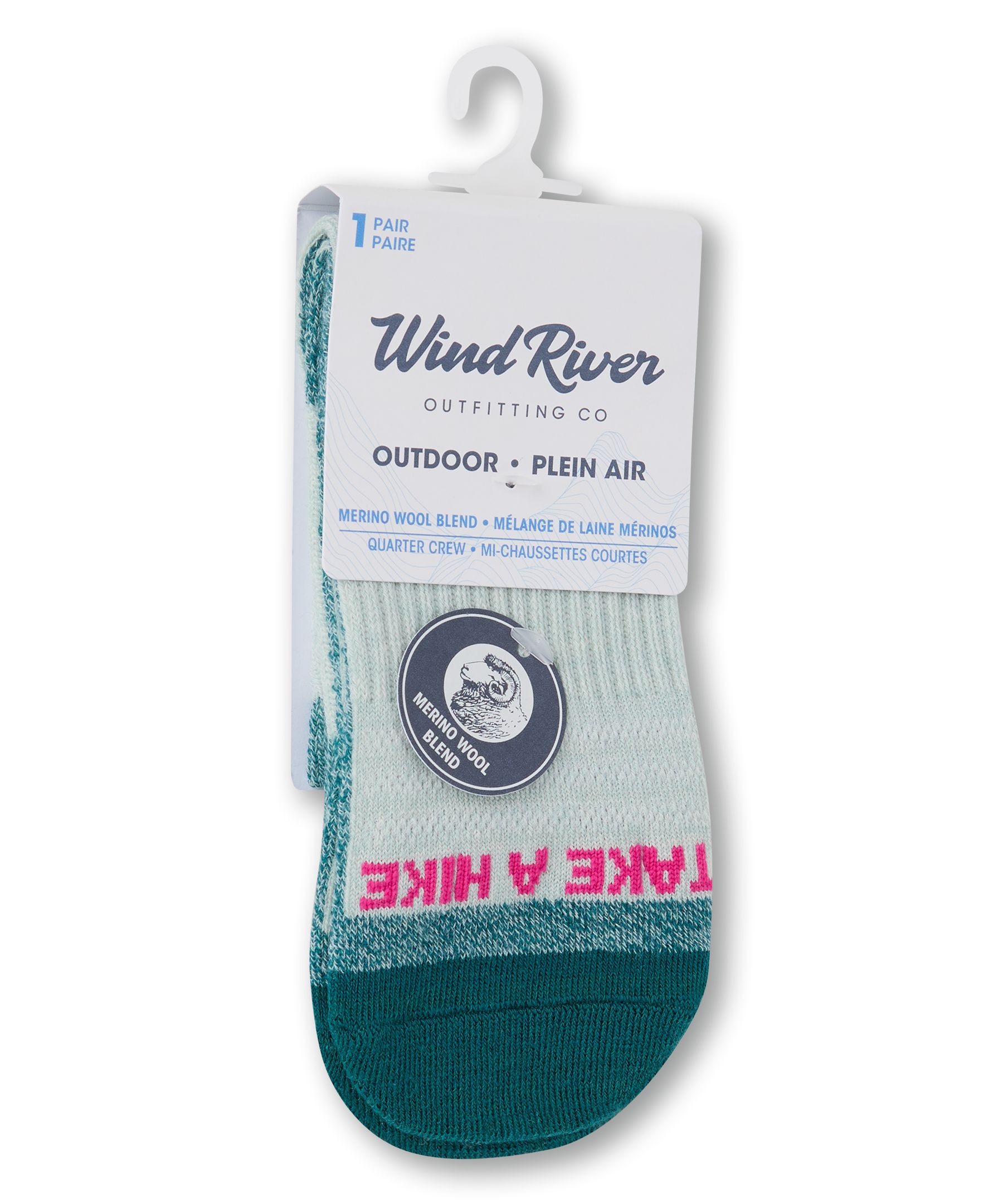 Mi-chaussettes confortables en laine mérinos pour femmes, WindRiver, 1 paire