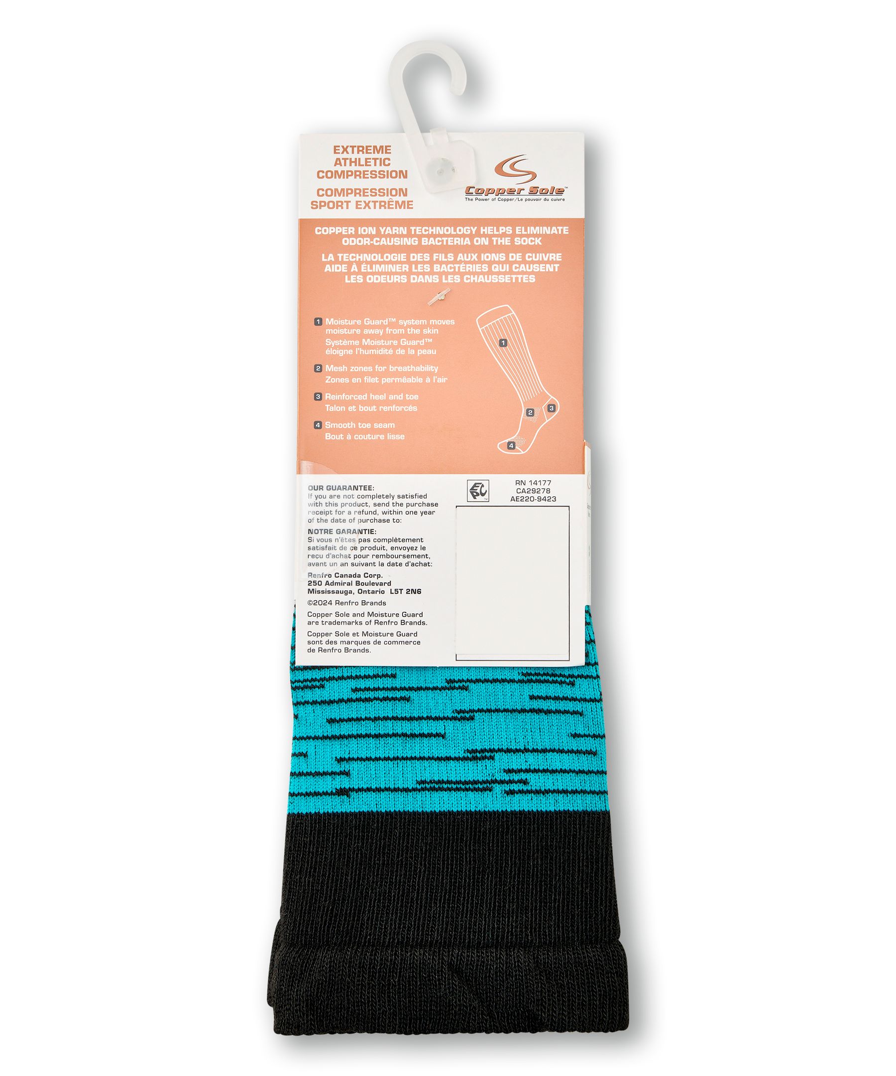 Copper Sole Women's Compression Socks Back_Flat