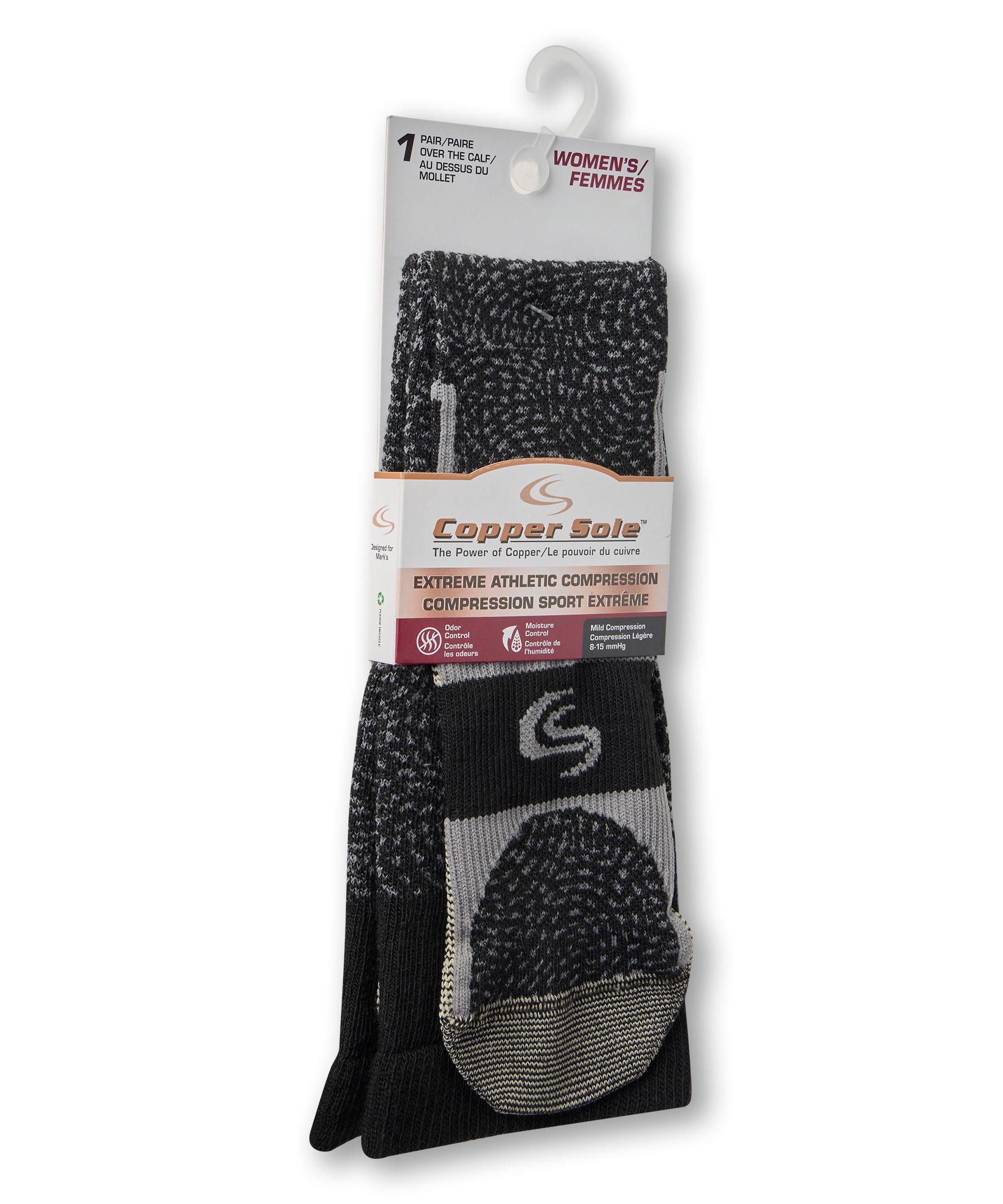 Chaussettes de compression pour femmes, Copper Sole Front_Flat