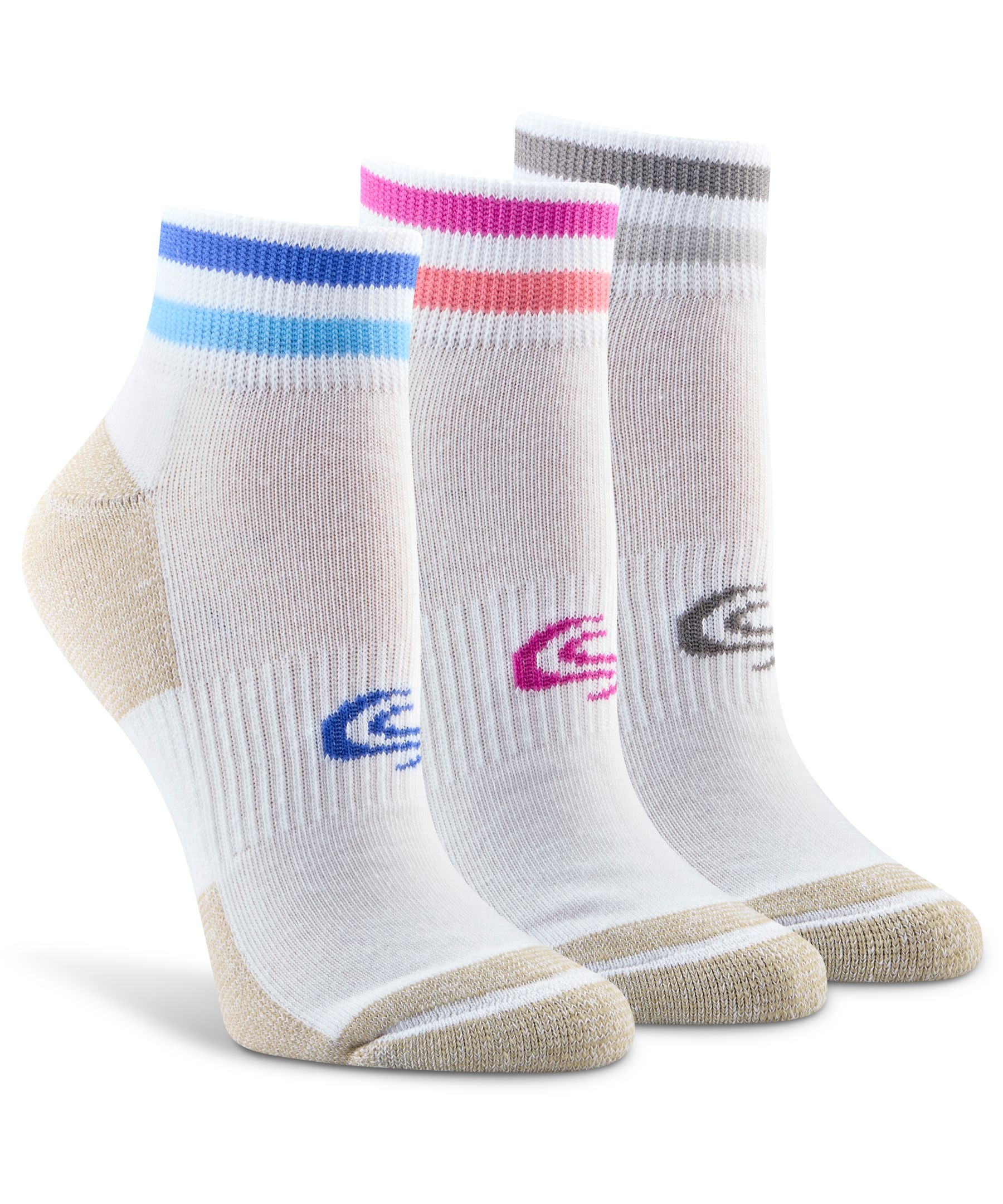 Copper Sole Women's 3pk Extreme Athletic Ankle Socks Front_Angled_Right