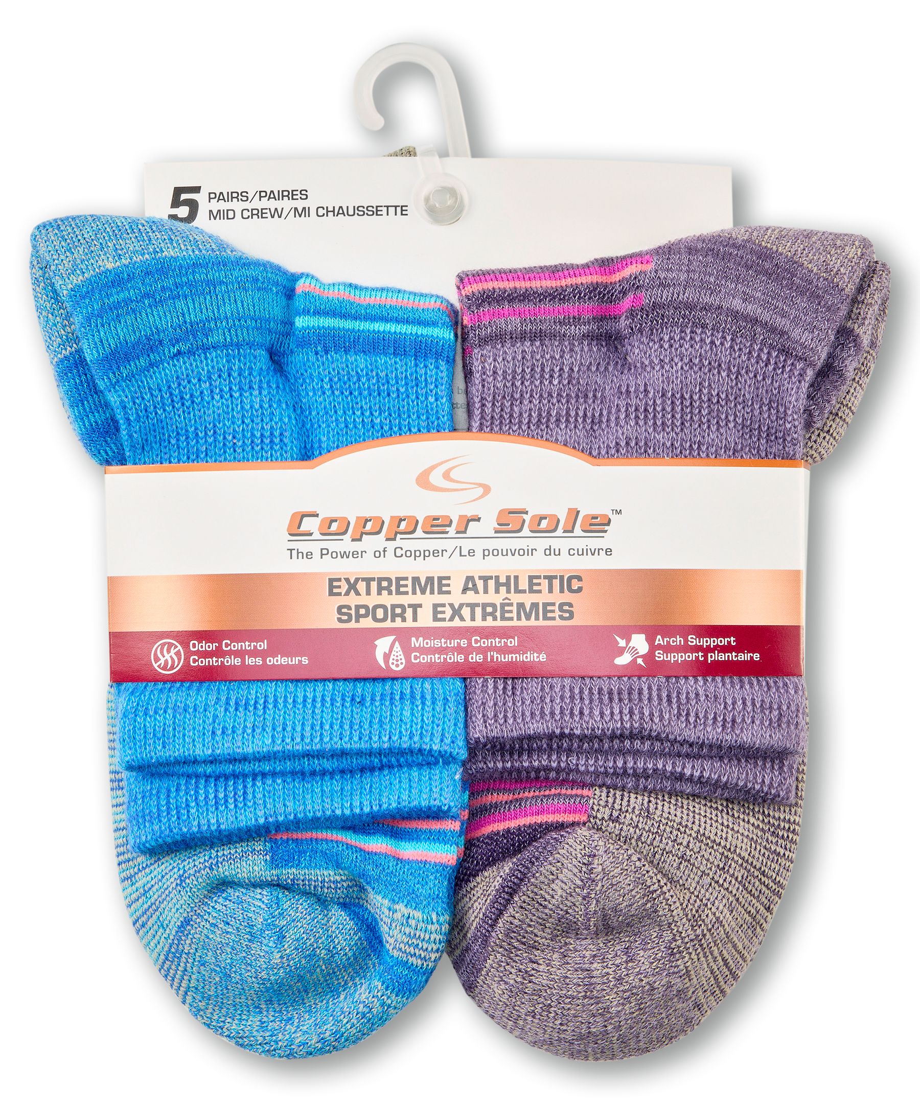Copper Sole Women's 5pk Sweatshirt Socks Front_Flat