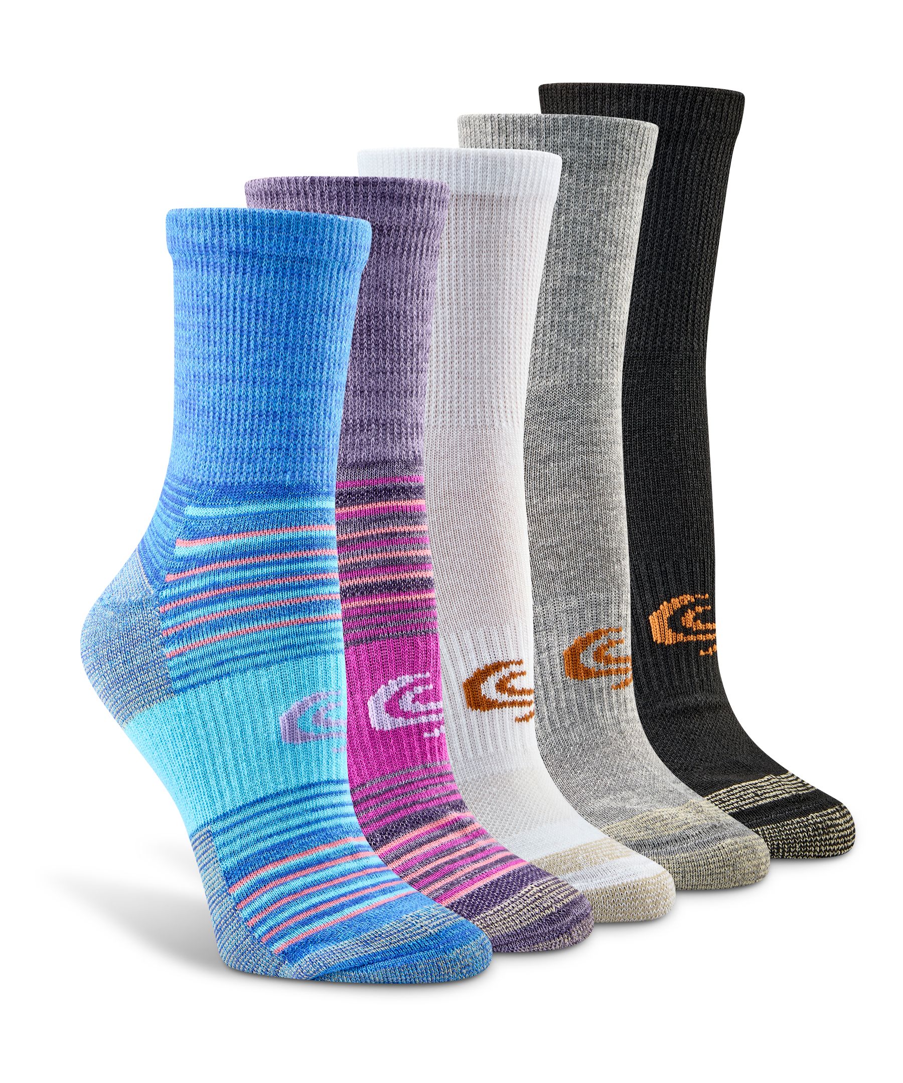 Copper Sole Women's 5pk Sweatshirt Socks Front_Angled_Right