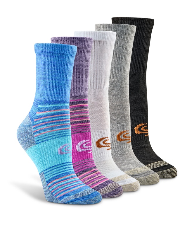 Copper Sole Women's 5pk Sweatshirt Socks Front_Angled_Right