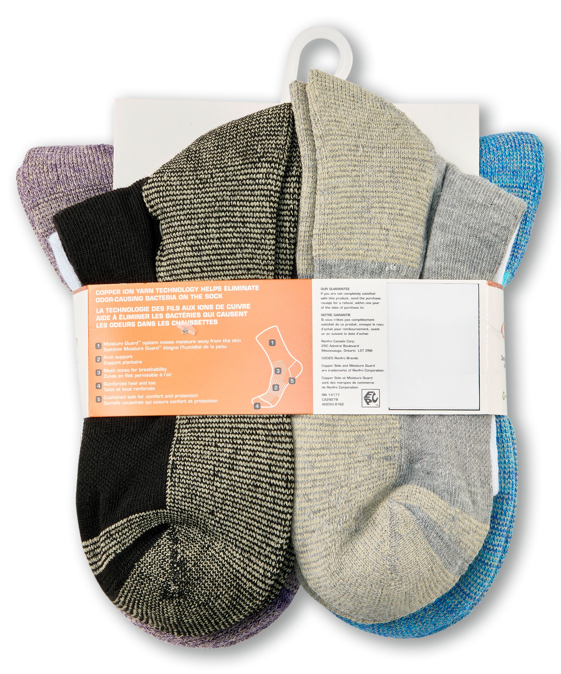 Copper Sole Women's 5pk Sweatshirt Socks Back_Flat