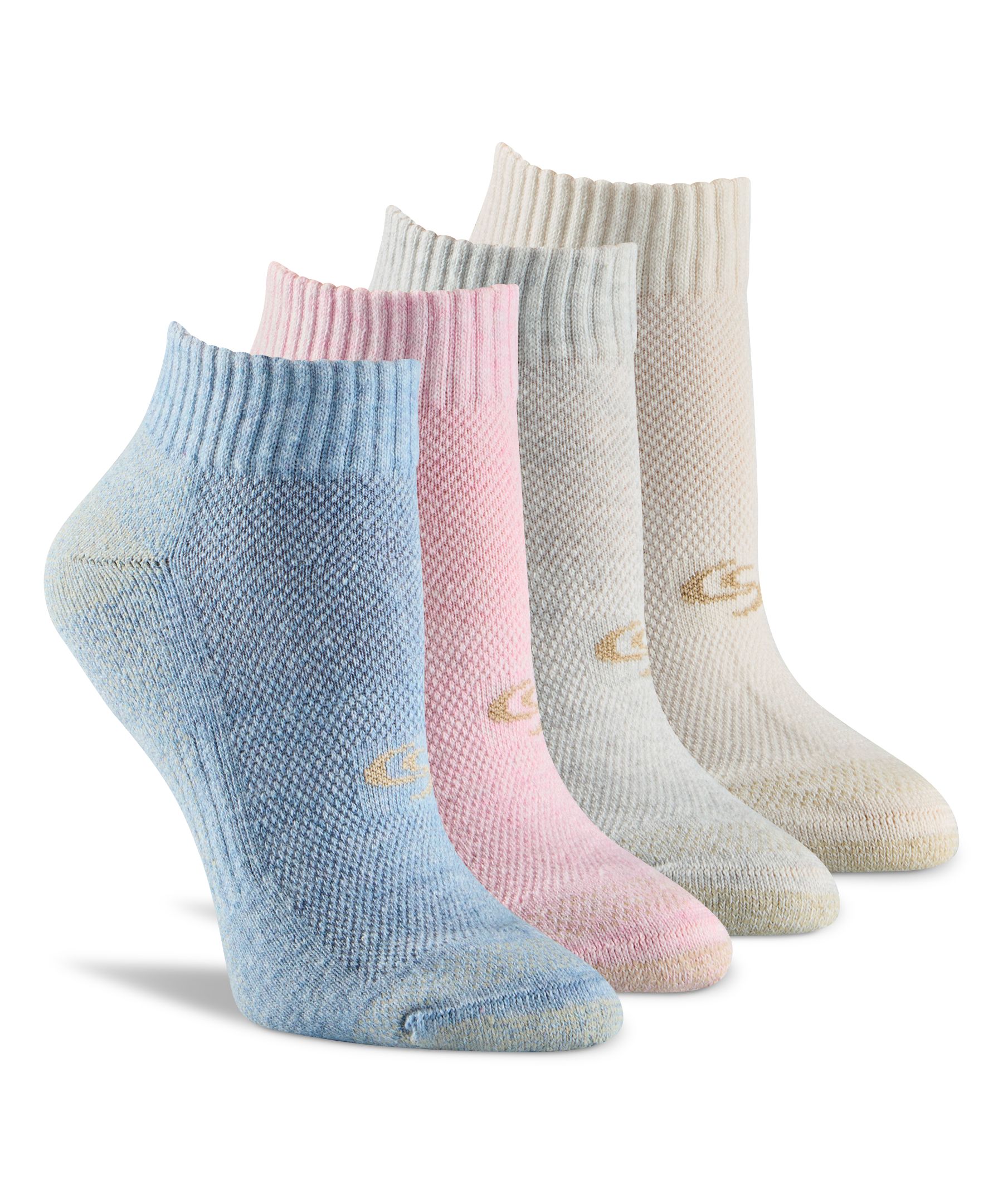 Copper Sole Women's 4pk Athletic Ankle Socks Front_Angled_Right