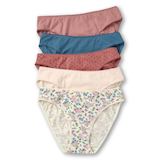 Culotte bikini en coton extensible pour femmes, Denver Hayes, paquet de 5 Front_Flat