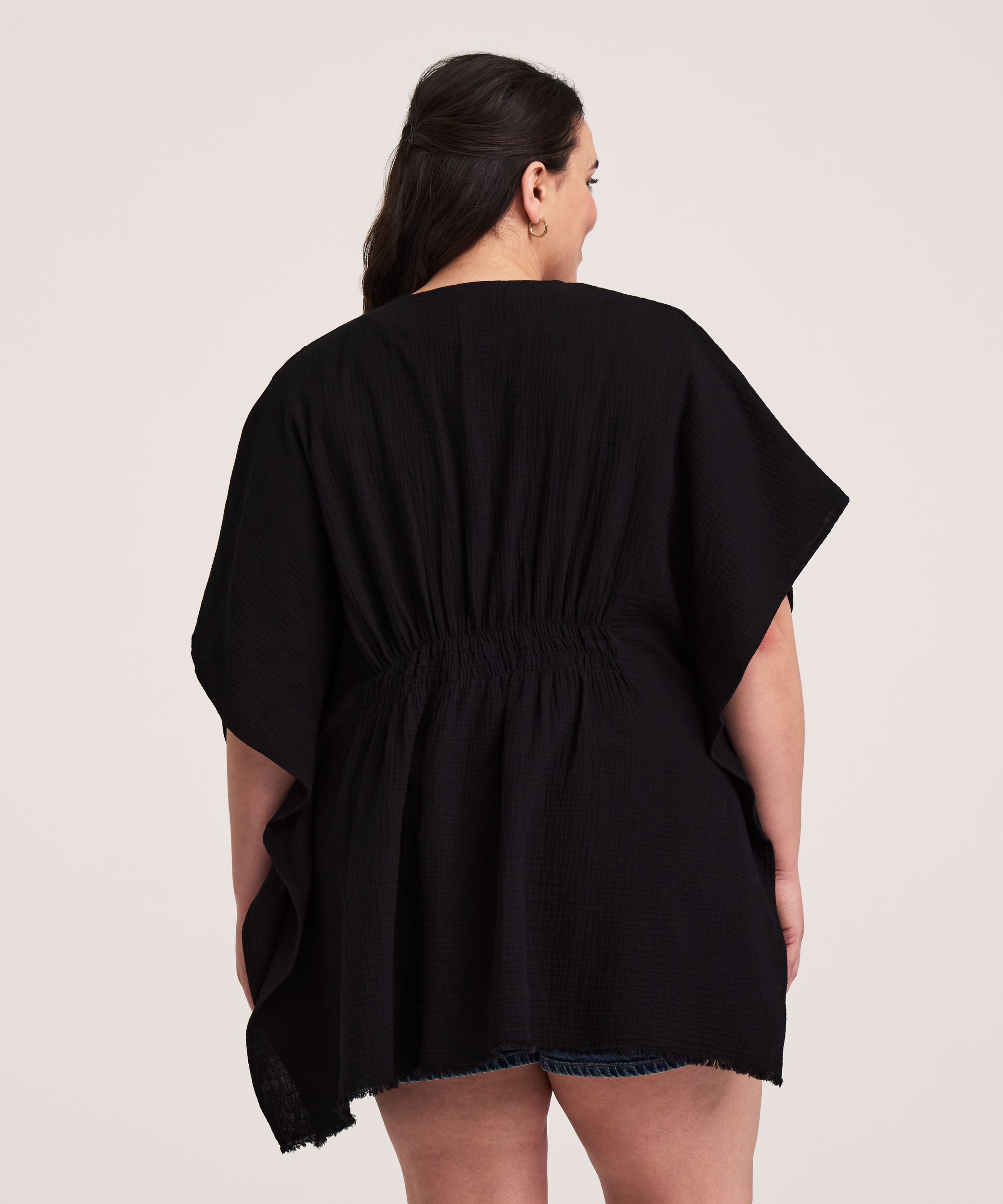 Foulard double couche de style ruana en mousseline avec élastique arrière pour femmes, Denver Hayes