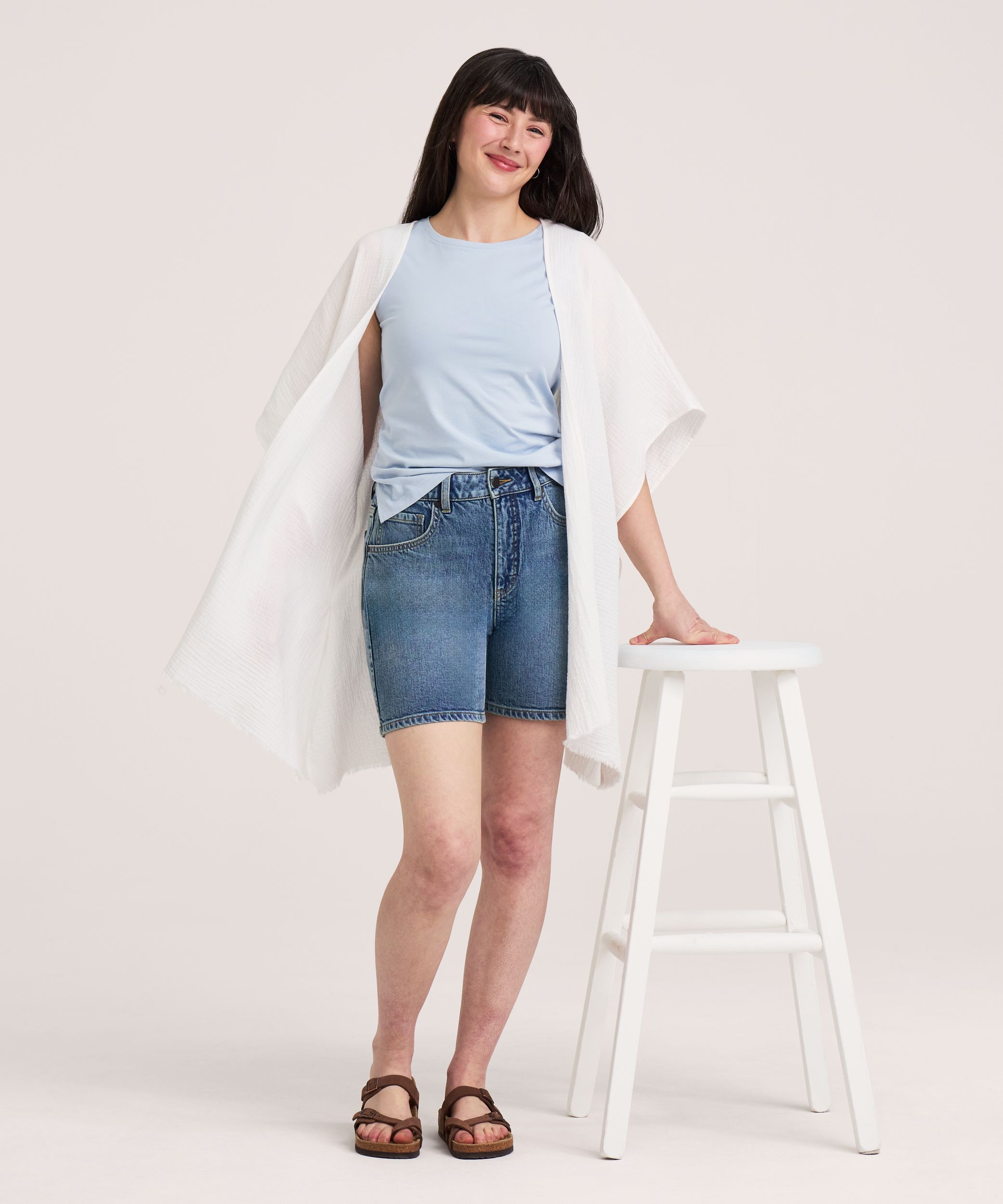 Foulard double couche de style ruana en mousseline avec élastique arrière pour femmes, Denver Hayes
