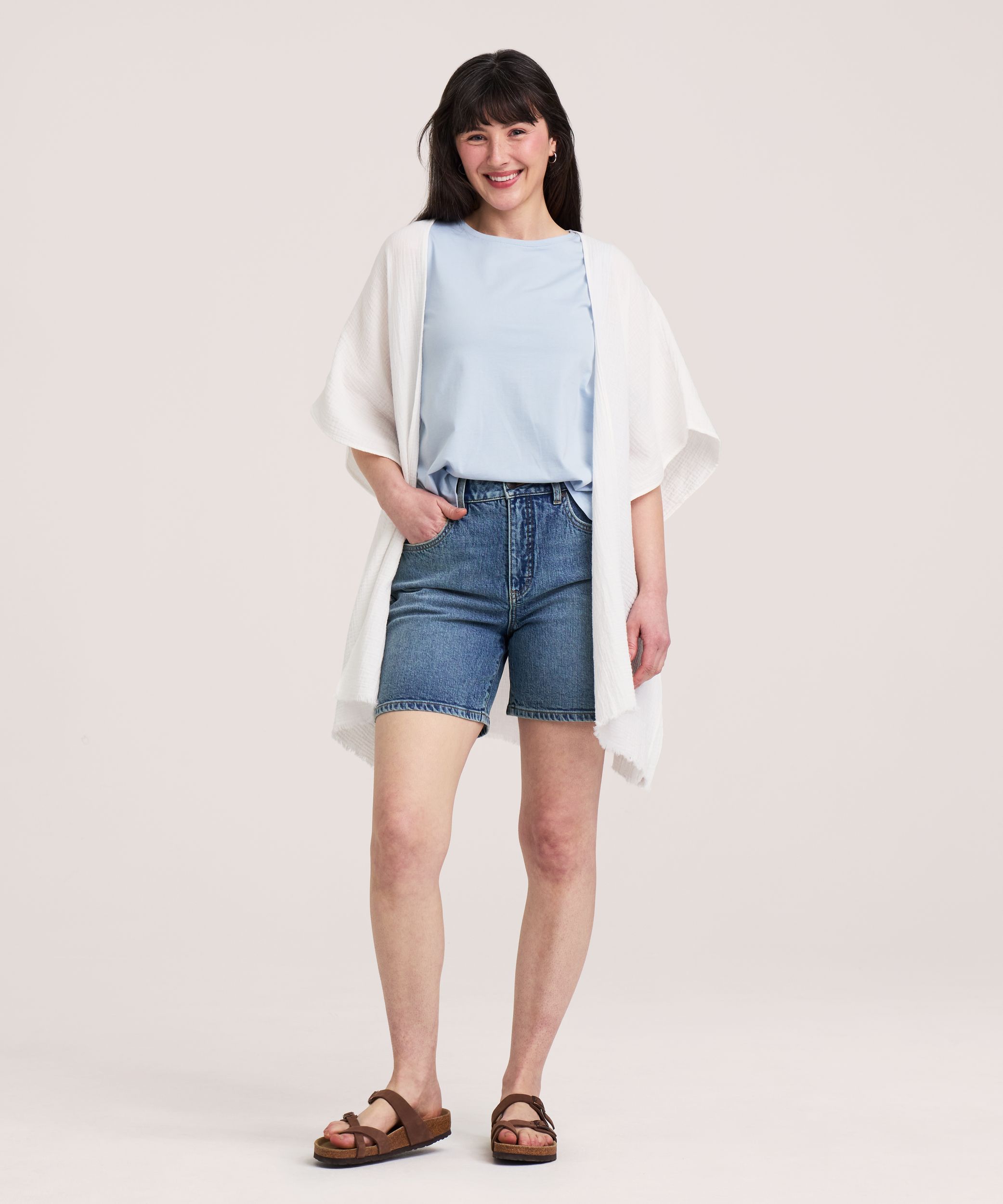Foulard double couche de style ruana en mousseline avec élastique arrière pour femmes, Denver Hayes