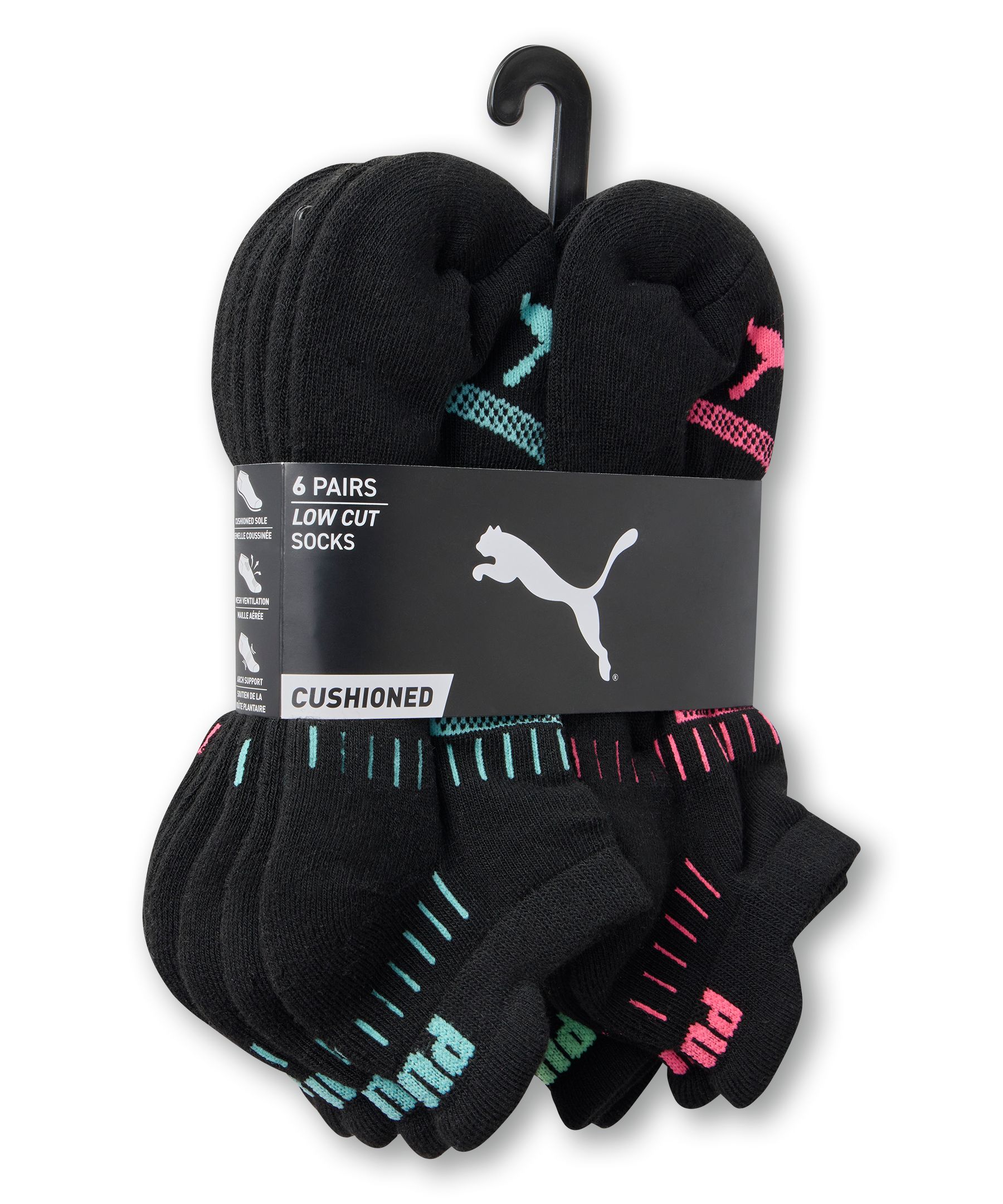 PUMA Women's 6 Pack Low-Cut Sport Socks