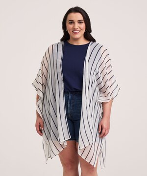 Foulard de style ruana à rayures pour femmes, Denver Hayes