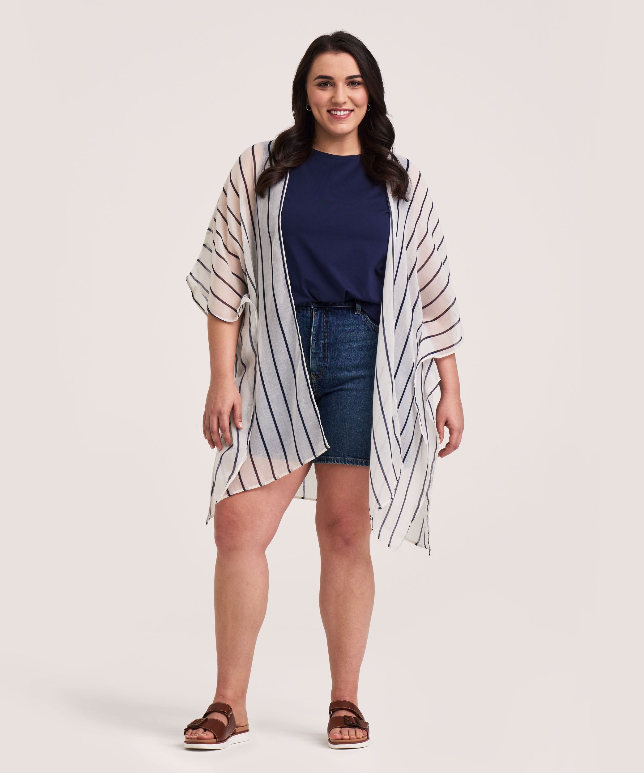 Foulard de style ruana à rayures pour femmes, Denver Hayes
