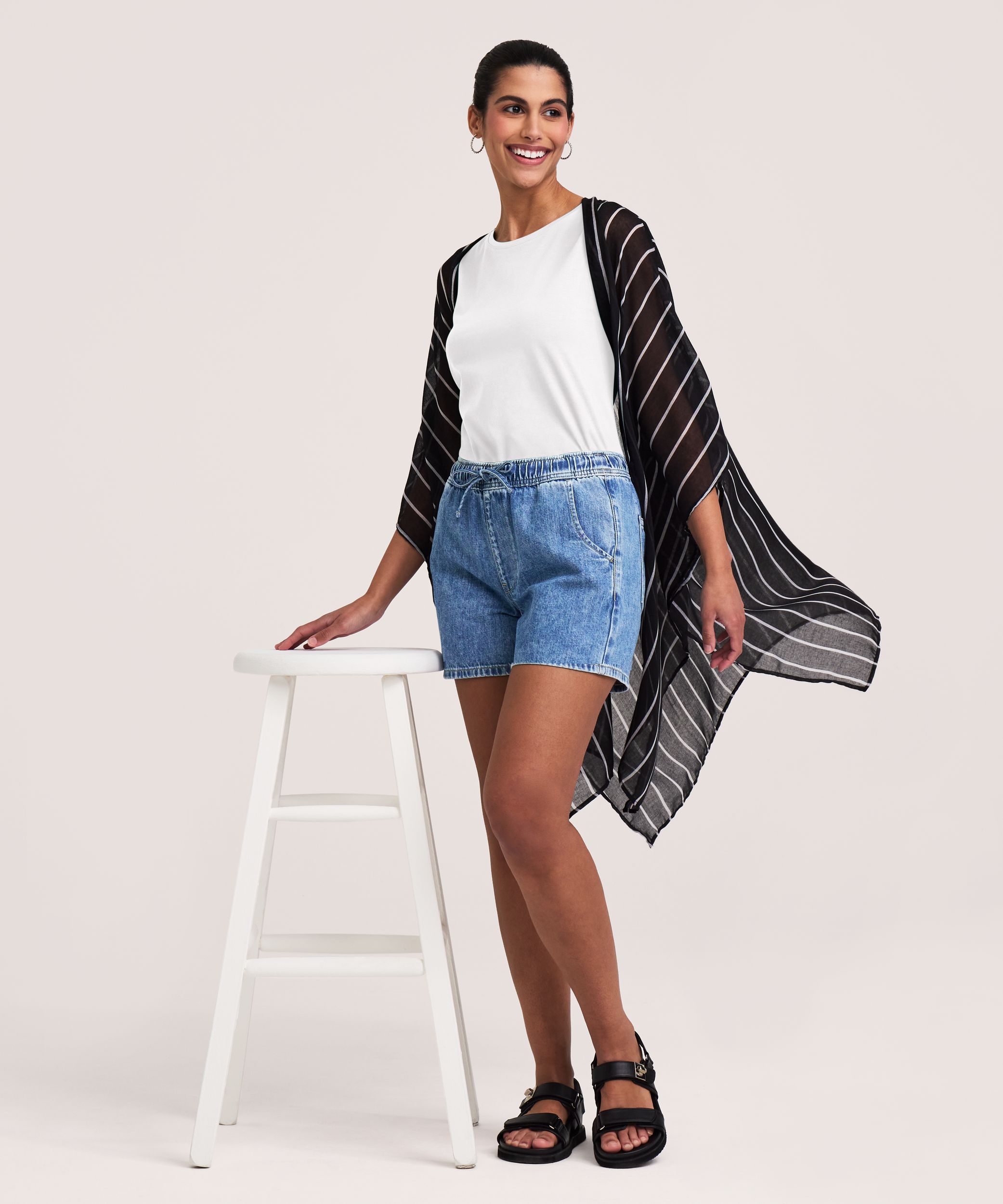 Foulard de style ruana à rayures pour femmes, Denver Hayes