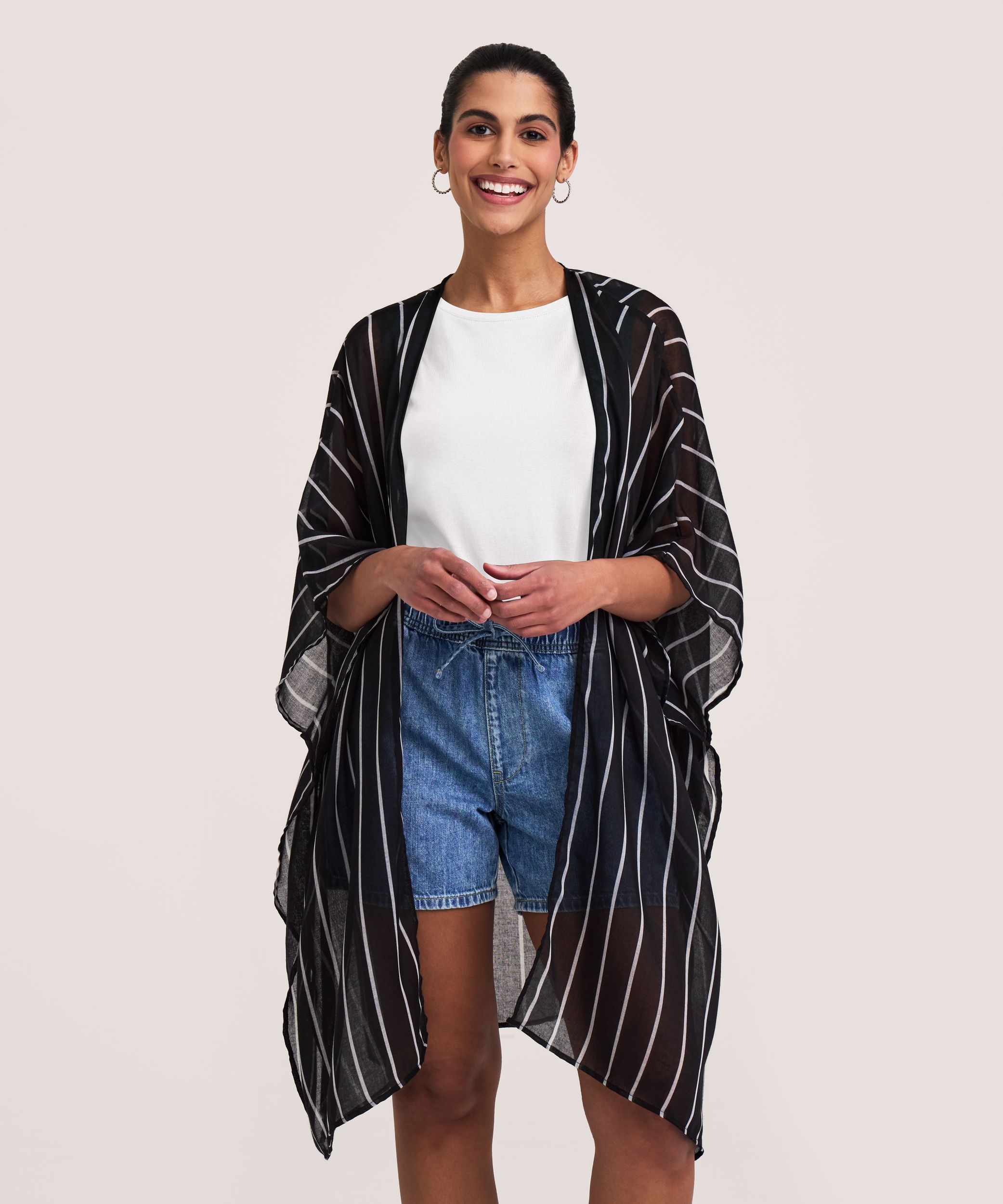 Foulard de style ruana à rayures pour femmes, Denver Hayes