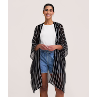 Foulard de style ruana à rayures pour femmes, Denver Hayes Front_Flat