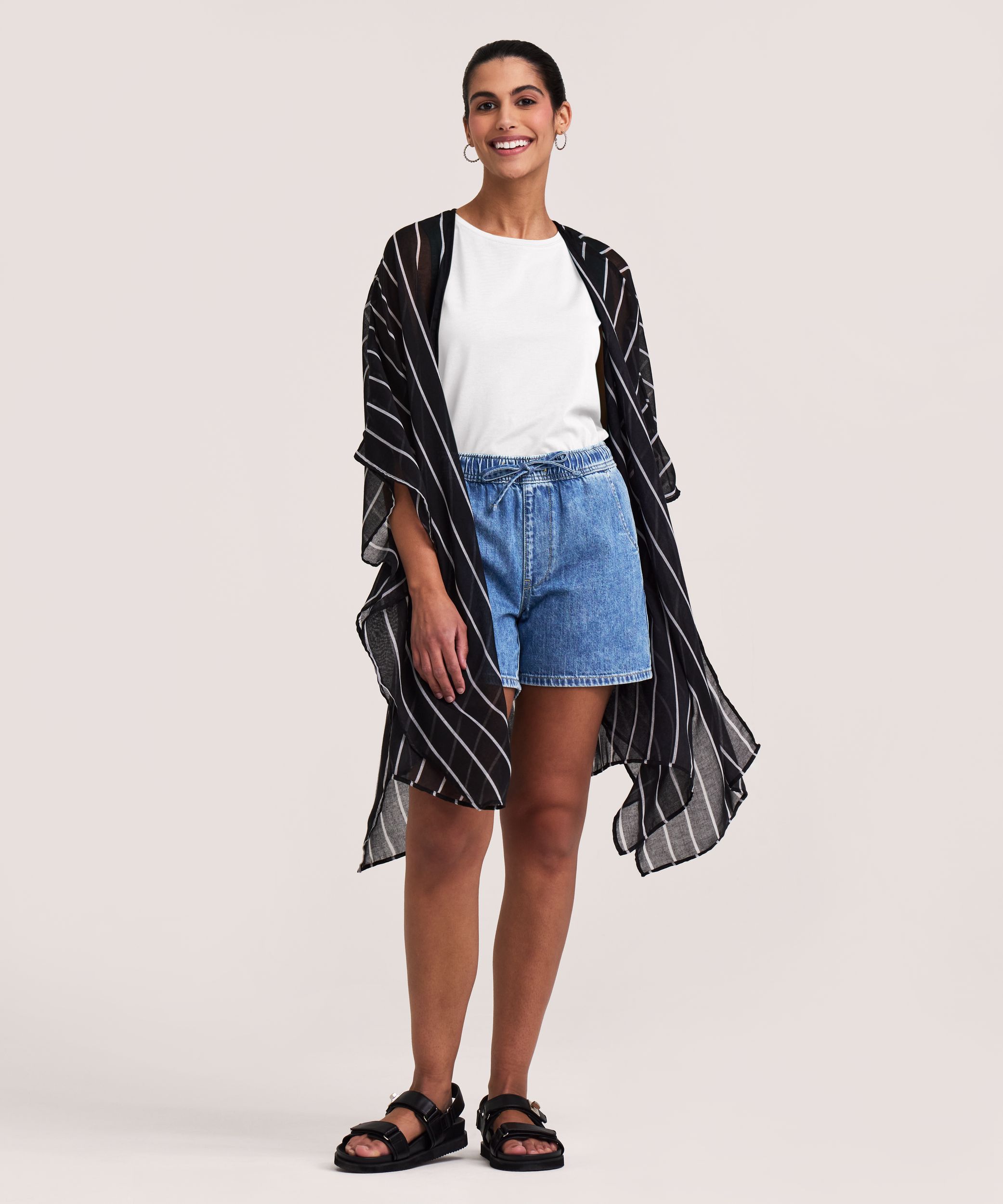 Foulard de style ruana à rayures pour femmes, Denver Hayes