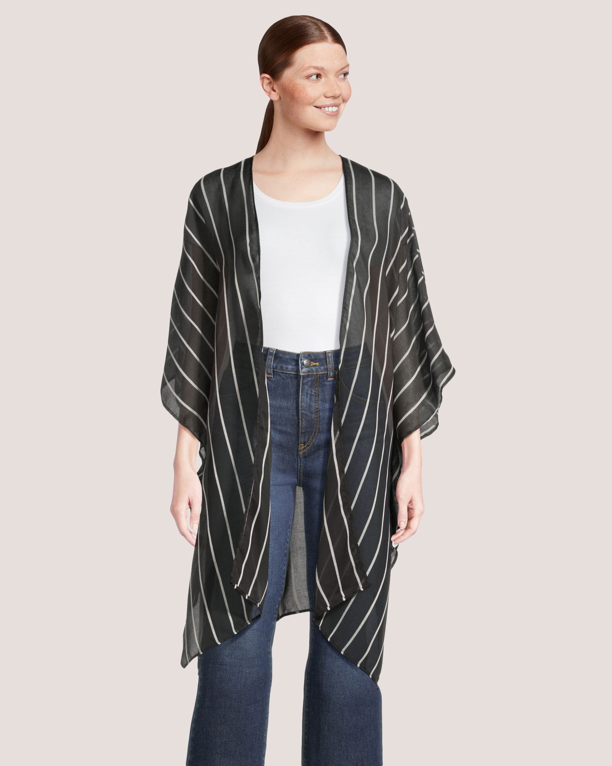 Foulard de style ruana à rayures pour femmes, Denver Hayes