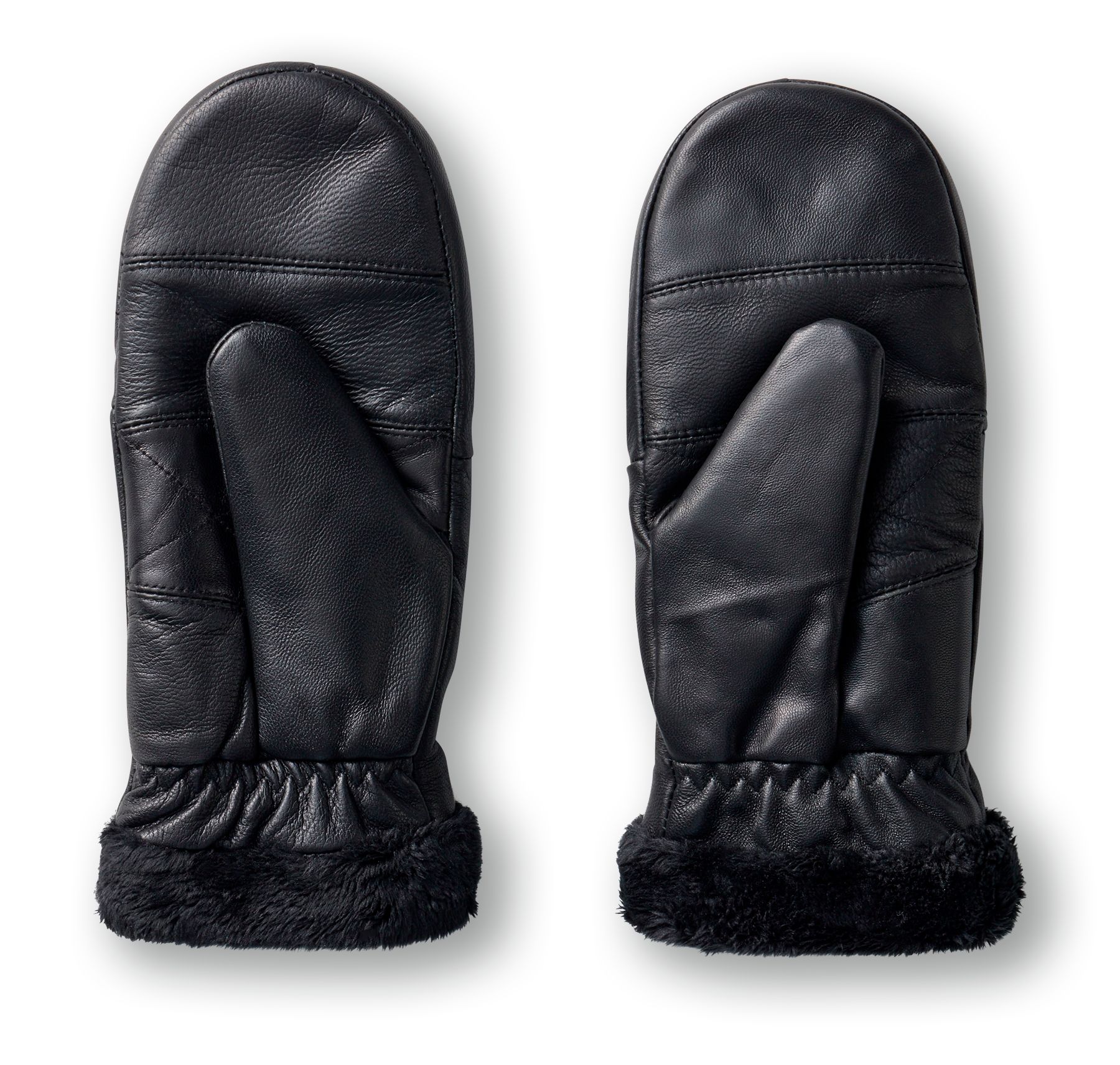 Denver Hayes Women's Leather Mitts with Faux Fur Lining