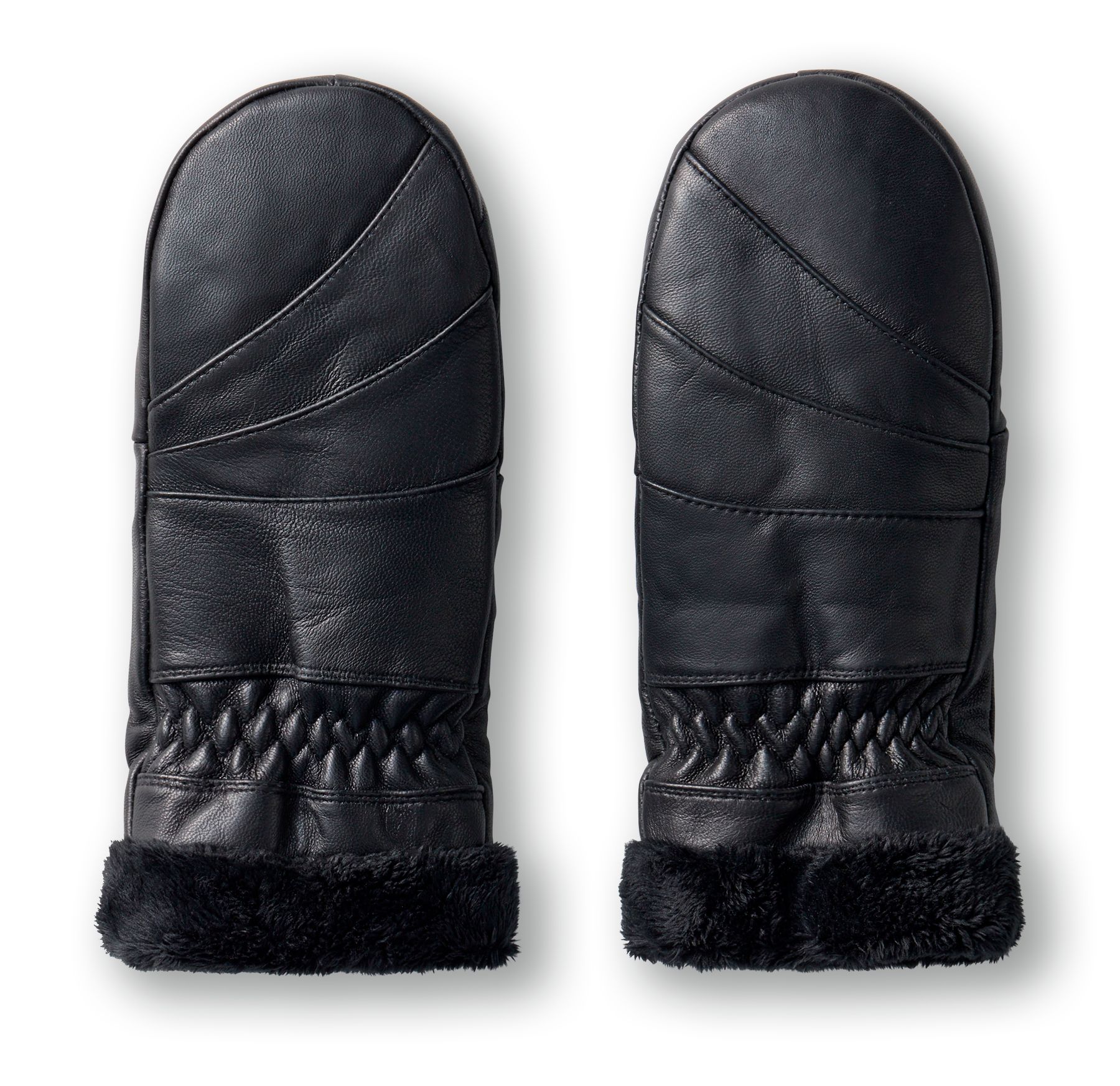 Denver Hayes Women's Leather Mitts with Faux Fur Lining