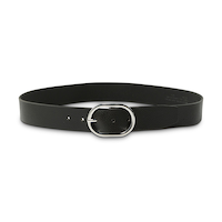 Ceinture à boucle ovale et barre centrale avec bord bruni pour femmes, Denver Hayes Front_Elevated