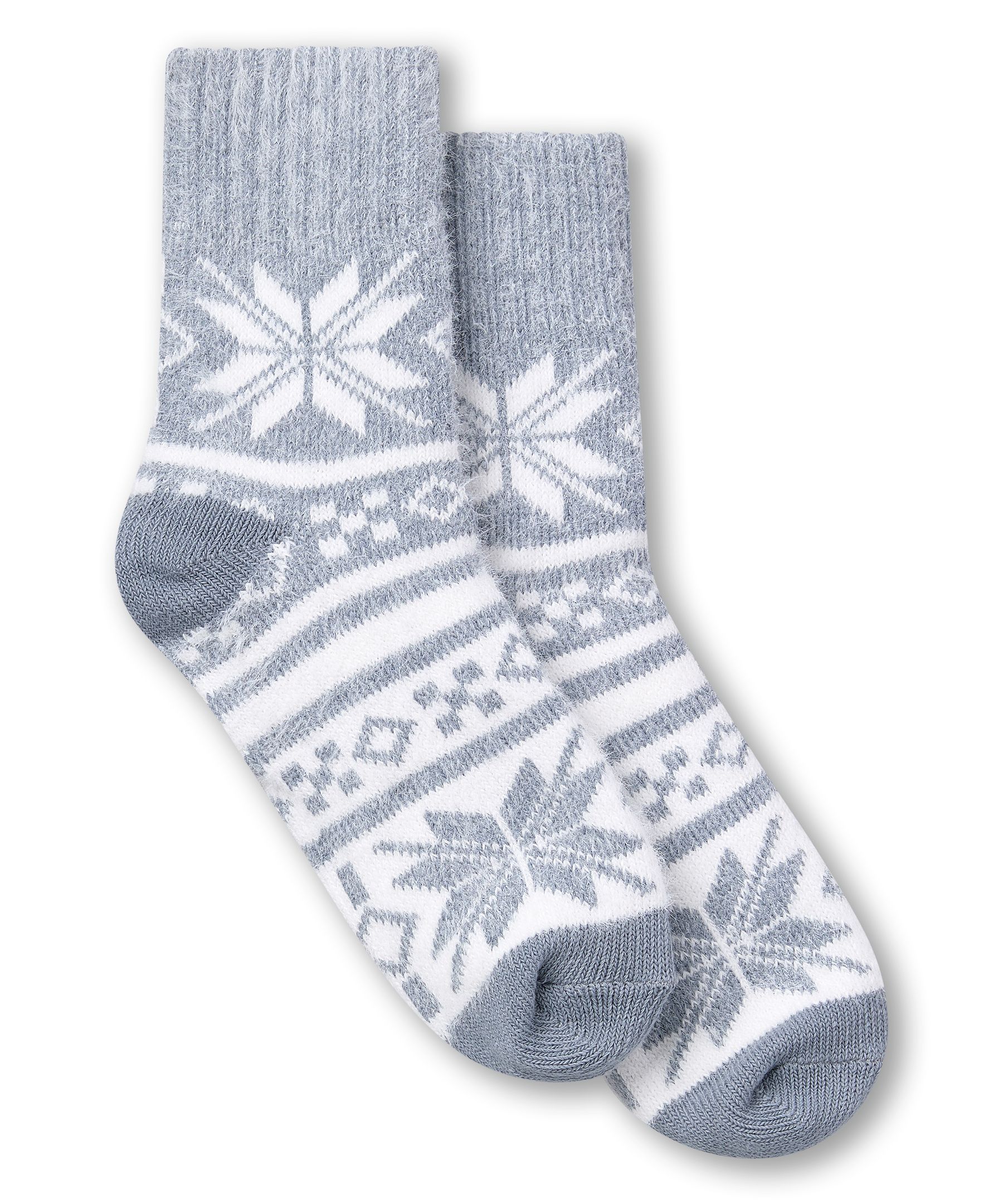 Denver Hayes Women's SuperSoft Snowflake Double Knit Mid Crew Socks