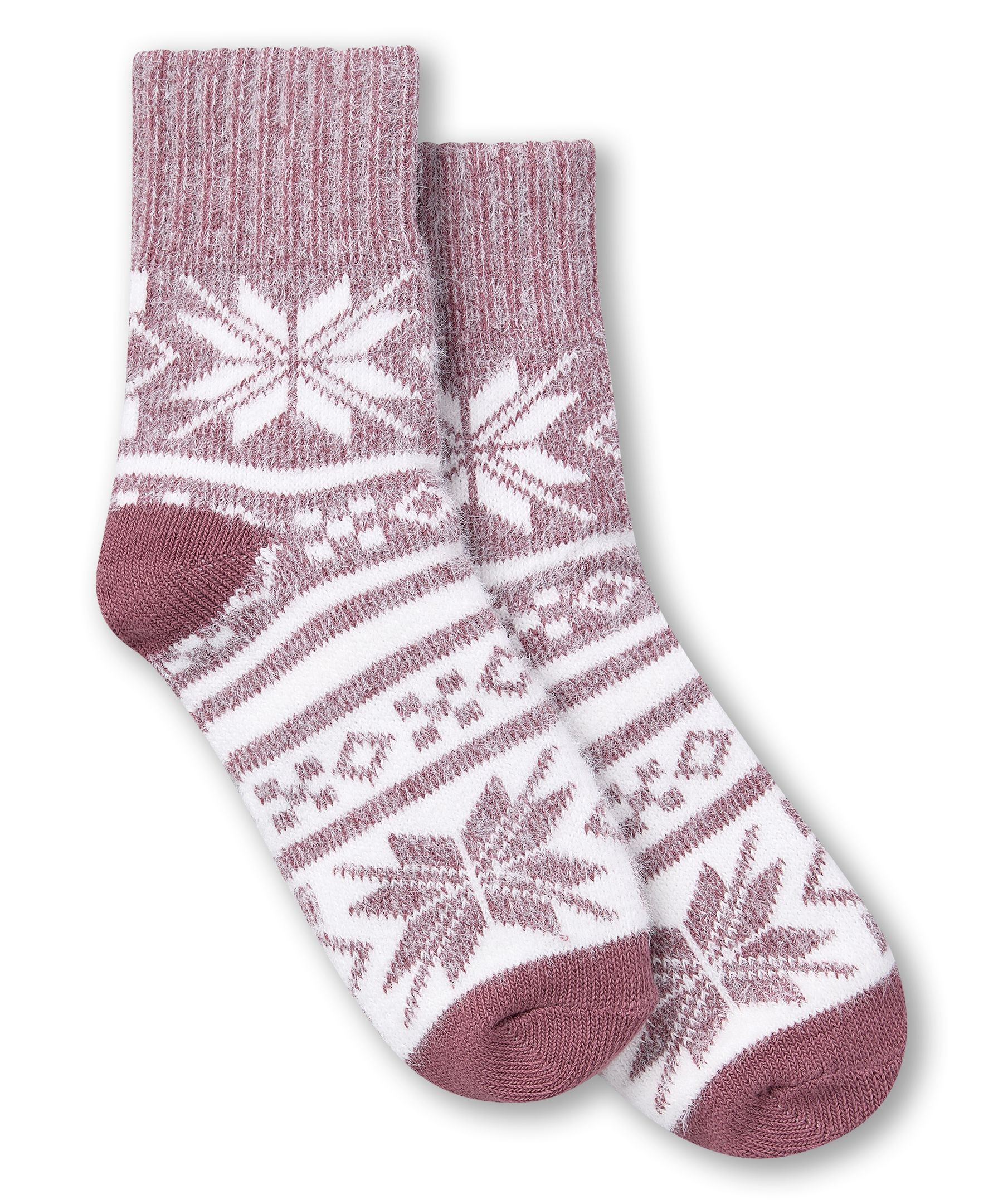 Denver Hayes Women's SuperSoft Snowflake Double Knit Mid Crew Socks