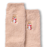 Denver Hayes Women's SuperSoft Furry Bear Crew Socks CloseUp