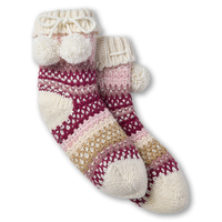 Chaussettes doublées de sherpa avec pompon pour femmes, Denver Hayes