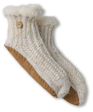Chaussettes antidérapantes en fil à boutons doublées de sherpa pour femmes, Denver Hayes