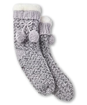 Chaussettes de détente en tricot épais avec pompon pour femmes, Denver Hayes
